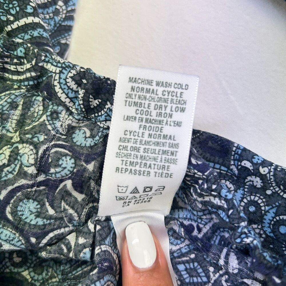 Lucky Brand Live in Love Boho Blue Paisley Print CottageCore Sz M - Picture 3 of 8